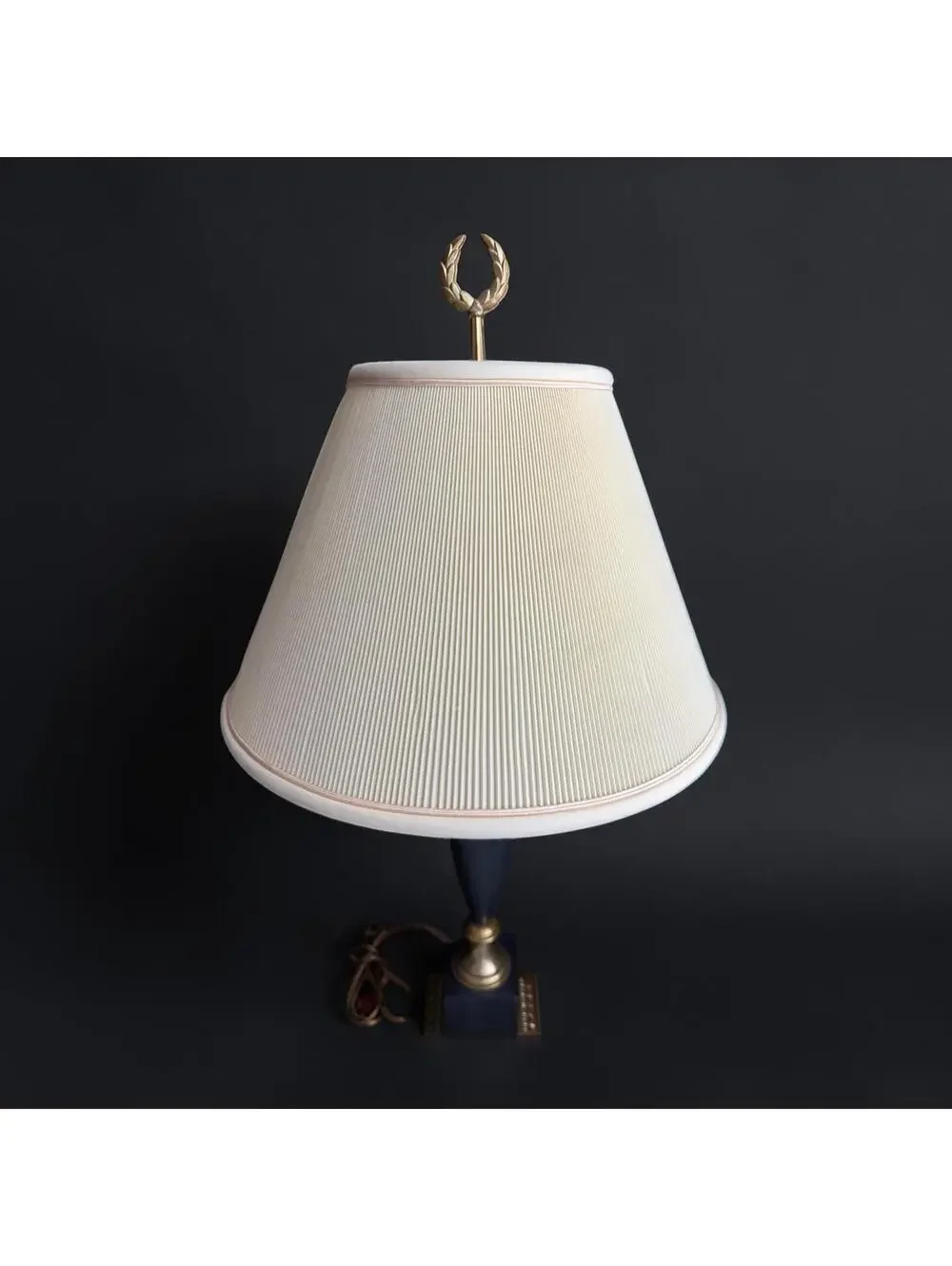 Rare Vintage Neoclassical Urn Table Lamp Blue Gold Empire Style Decor 32